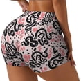 thumbnail image 1 of Rateoe Black Snake Printed Power Workout Shorts for Women Tummy Control Squat Proof Ribbed Thick Seamless Scrunch Active Short-Large, 1 of 8