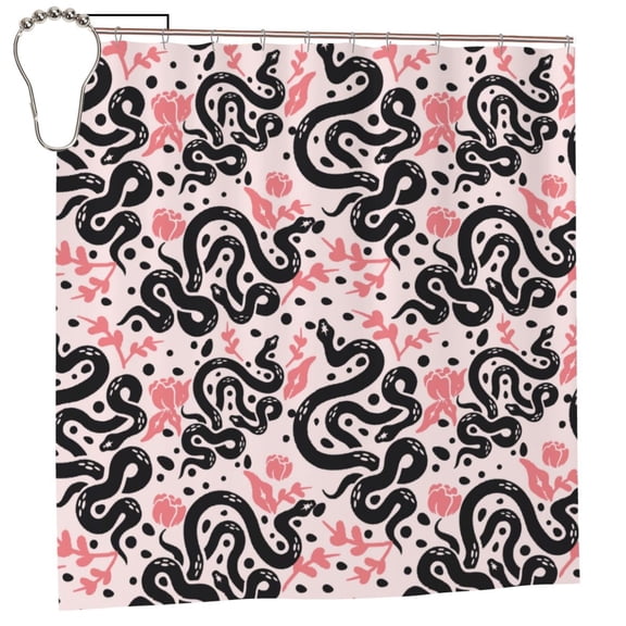 Rateoe Black Snake Shower Curtain - Fancy Bathroom Shower Curtain Sets - Waterproof Shower Curtain with Hooks with 12 Plastic Hooks 72x72 Inches