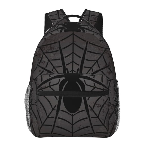 Rateoe Black Spider On Web 1 Pattern Casual Backpack for School, Work, Travel Adjustable Straps, Multiple Compartments Ergonomic Design, Fits Laptops and Tablets