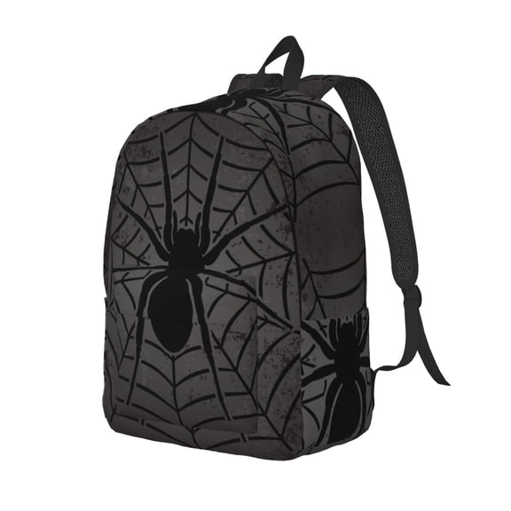 Rateoe Black Spider On Web 1 Pattern Durable Canvas Backpack for Men & Women – Stylish & Lightweight – Adjustable Straps, Multiple Pockets – Fits 15-17 Inch LaptopsSmall