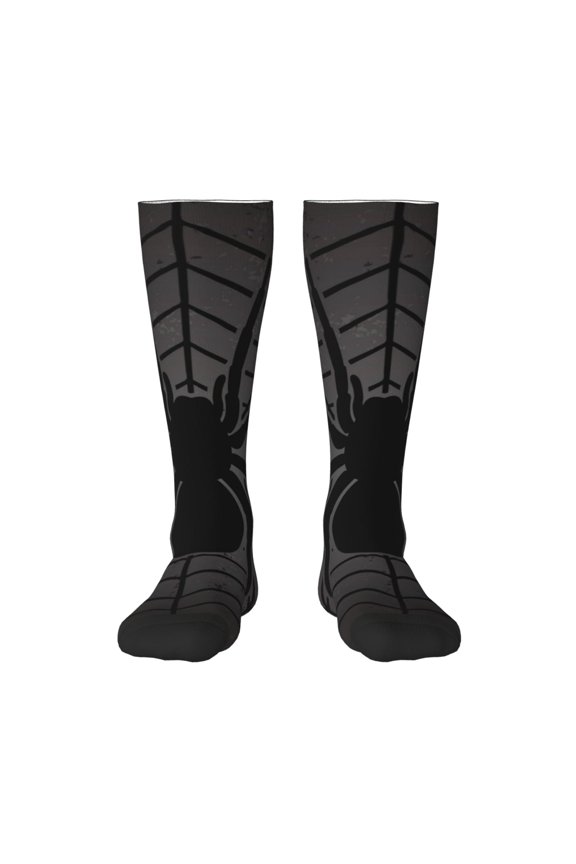 Black Spider On Web 1 Pattern Women’s Knee High Crew Socks,Trouser Socks Comfortable, Breathable, Moisture-Wicking and Soft