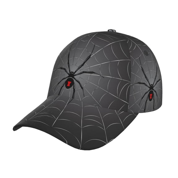 Rateoe Black Spider On Web Pattern Baseball Cap Outdoor Cap Mountain Dad Hat - Unstructured Soft Cotton Cap-Adjustable UV Protection Cap