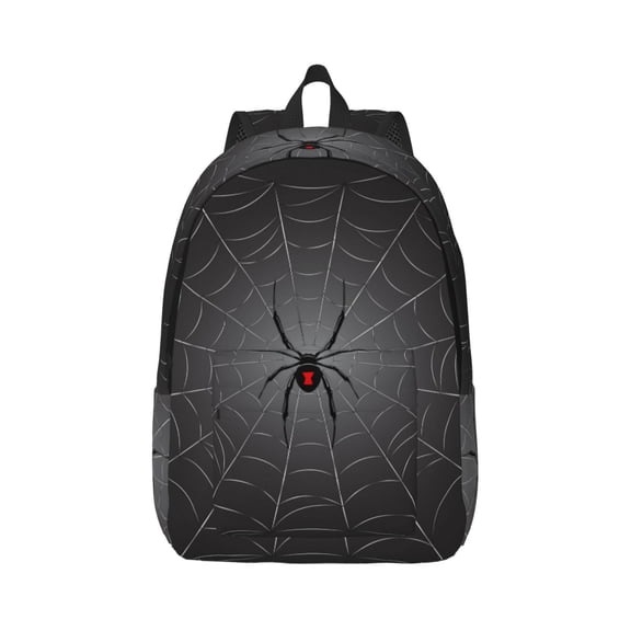 Rateoe Black Spider On Web Pattern Canvas College Laptop Backpack,Travel Daypack,Durable Rucksack Travel Notebook Bag School Backpack Book Bag for Men Women-Medium