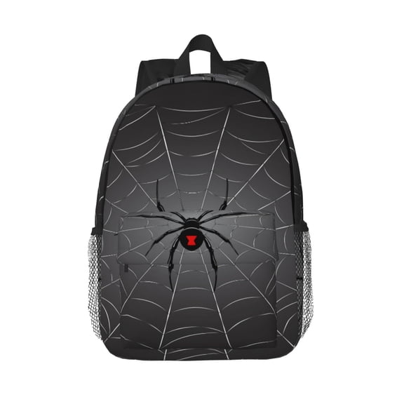 Rateoe Black Spider On Web Pattern Student Backpack Water-resistant Backpack 15-inch Laptop Backpack Lightweight Adjustable School Backpack