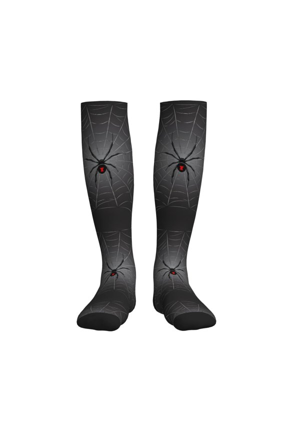Black Spider On Web Compression Socks for Women and Men 20-30mmHg-Circulation Support Socks Knee High Nurse Pregnant Running Medical and Travel Athletic