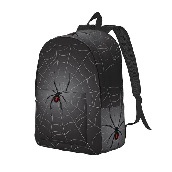 Rateoe Black Spider On Web Pattern Durable Canvas Backpack for Men & Women – Stylish & Lightweight – Adjustable Straps, Multiple Pockets – Fits 15-17 Inch LaptopsSmall