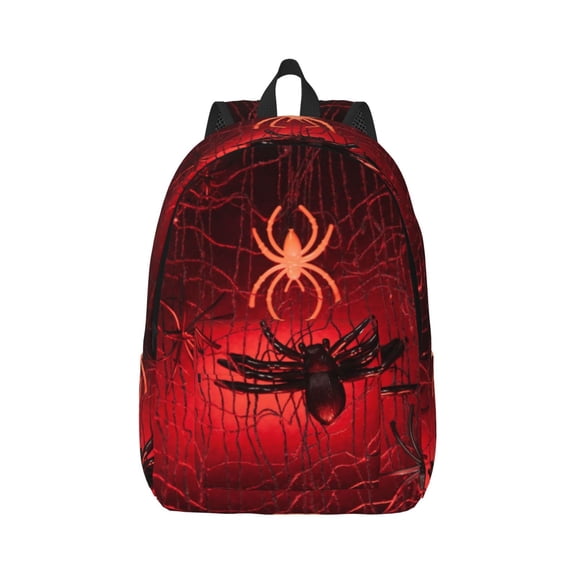 Rateoe Black Spider Web With Spiders Pattern Canvas College Laptop Backpack,Travel Daypack,Durable Rucksack Travel Notebook Bag School Backpack Book Bag for Men Women-Small
