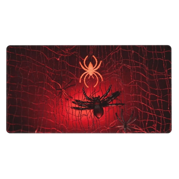 Rateoe Black Spider Web With Spiders Print Mouse Pad - Extended Large Gaming Mousepad,Non-Slip Stitched Edge,16x29.5 Inch