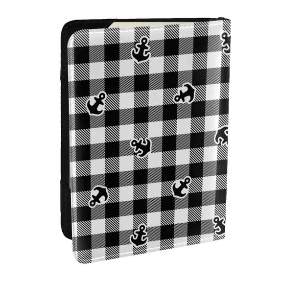 Rateoe Black Tartan Plaid Pattern Passport Holder Wallet Leather Mulit-purpose Travel Wallet Credit Cards Case ,Passport Cover for Women Men-6.5 in