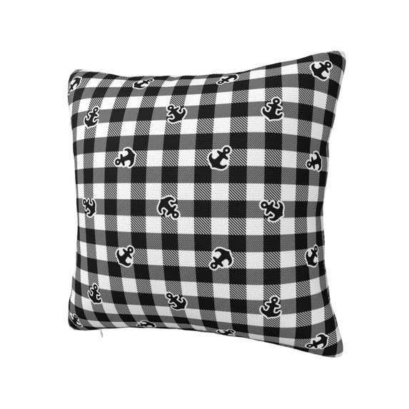 Rateoe Black Tartan Plaid Pattern Throw Pillow Cover Premium Pillow Stuffer Sham Square for Decorative Cushion Bed Couch Sofa(Pillow insert not included)