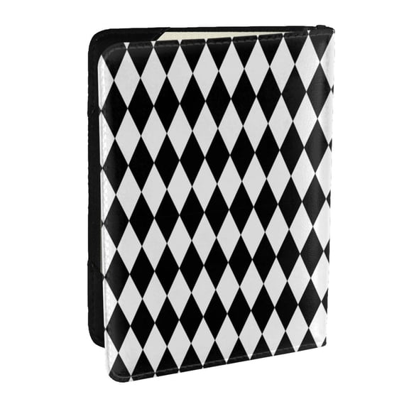 Rateoe Black And White Diamonds Pattern Passport Holder Wallet Leather Mulit-purpose Travel Wallet Credit Cards Case ,Passport Cover for Women Men-6.5 in