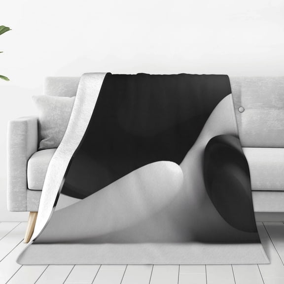 Rateoe Black White Fluid Sculpture Print Fuzzy Fleece Throw Blanket Extra Large,Super Soft,Fluffy and Warm Blankets for Couch,Bed,All Season Use (60"x50")