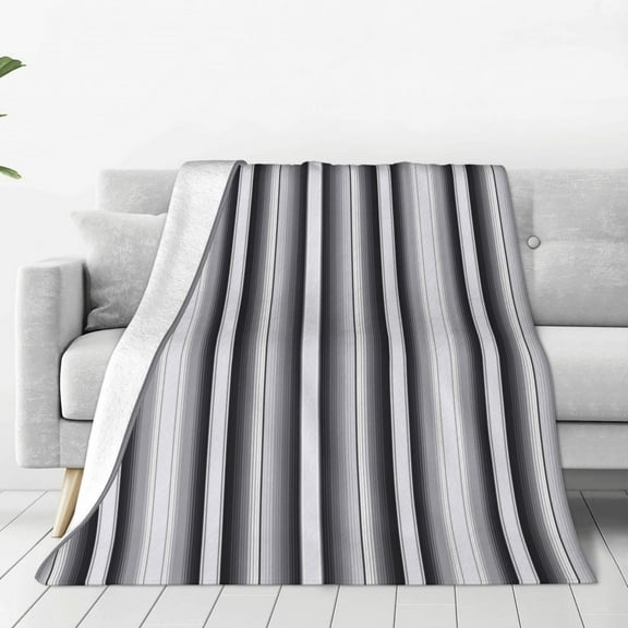 Rateoe Black White Gray Mexican Blanket Serape Stripes Print Fuzzy Fleece Throw Blanket Extra Large,Super Soft,Fluffy and Warm Blankets for Couch,Bed,All Season Use-
