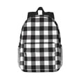thumbnail image 1 of Rateoe Black White Plaid Pattern Student Backpack Water-resistant Backpack 15-inch Laptop Backpack Lightweight Adjustable School Backpack, 1 of 6