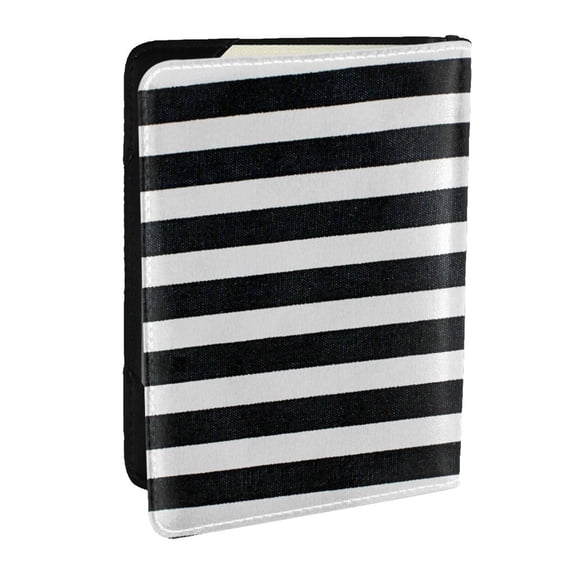 Rateoe Black And White Stripes Pattern Passport Holder Wallet Leather Mulit-purpose Travel Wallet Credit Cards Case ,Passport Cover for Women Men-6.5 in