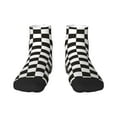 thumbnail image 1 of Rateoe Black and White Checkerboard Pattern Quarter Crew Socks,Toe Seamed Ankle Socks,Cotton Cushioned Breathable Athletic Crew Sports Socks, 1 of 7
