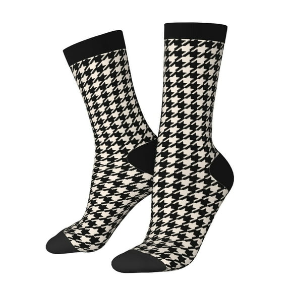 Rateoe Black and white houndstooth for Women Casual Calf Socks - Cute Crew Socks - Thin Soft Above Ankle Socks Size 5-11