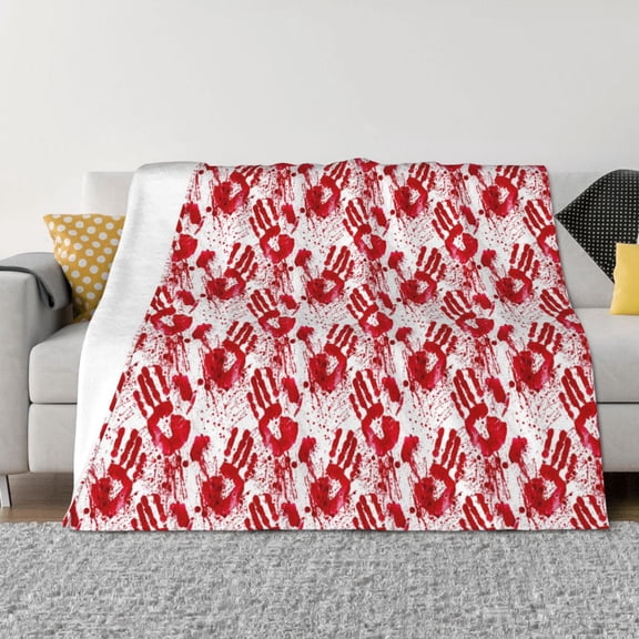 Rateoe Bloody Hand 2 Pattern Flannel Throw Blanket, Ultra-soft Blanket for Bed, Couch, Car, Hypoallergenic Anti-pilling blanket-