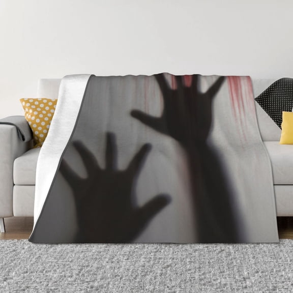Rateoe Bloody Hand Behind Pattern Flannel Throw Blanket, Ultra-soft Blanket for Bed, Couch, Car, Hypoallergenic Anti-pilling blanket-40"x30"(Horizontal)