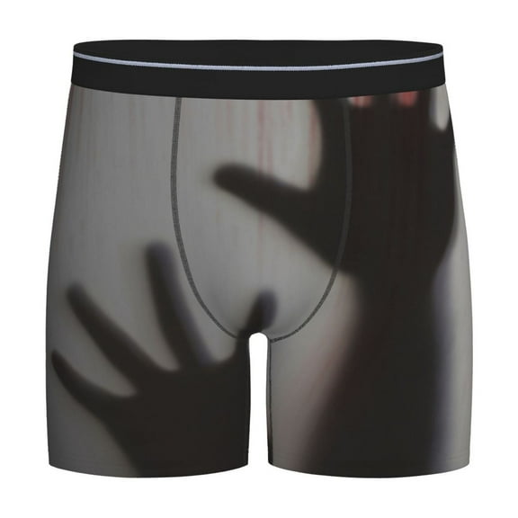 Rateoe Bloody Hand Behind Print Men’s Underwear Boxer Briefs Soft Comfortable Underwear Boxer Briefs, Long Leg Briefs,Anti-chafing Boxer Briefs