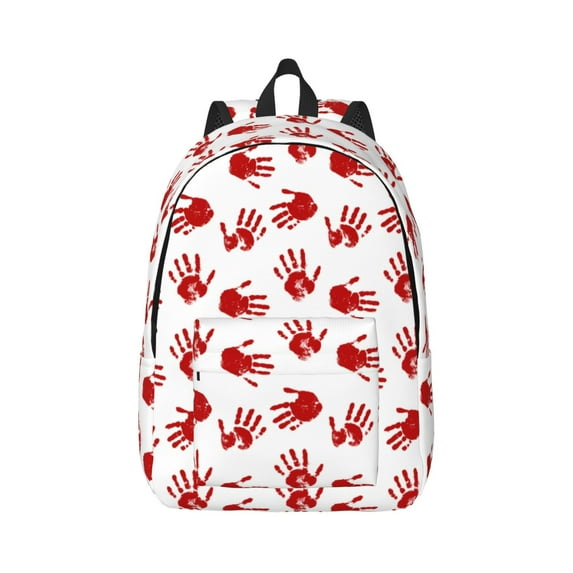 Rateoe Bloody Hand Pattern Canvas College Laptop Backpack,Travel Daypack,Durable Rucksack Travel Notebook Bag School Backpack Book Bag for Men Women-Small