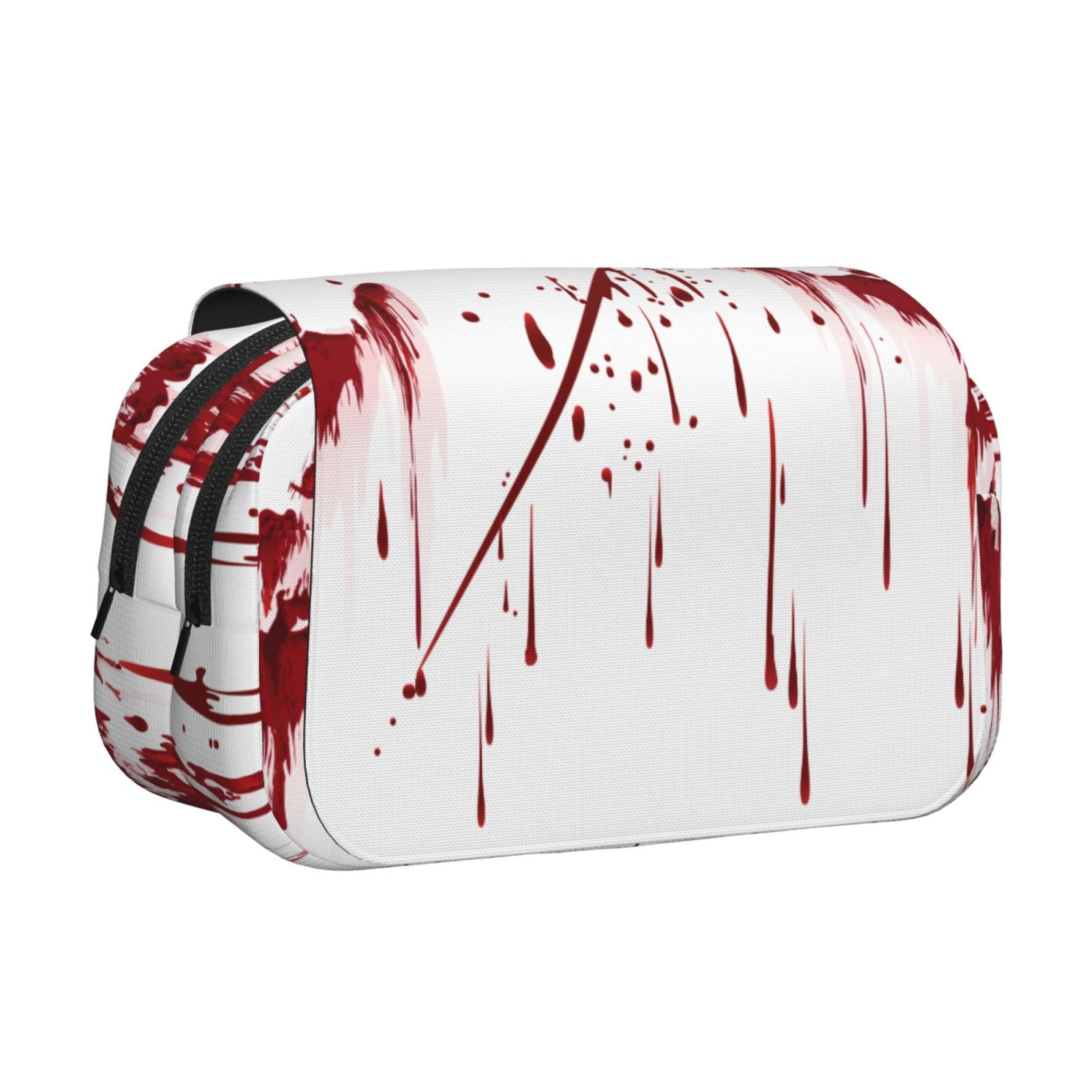 Rateoe Bloody Hand Pattern Double Clamshell Pen Case, Storage Organizer with Two Zipper Compartments– Holds Up to 50 Pencils & Pens