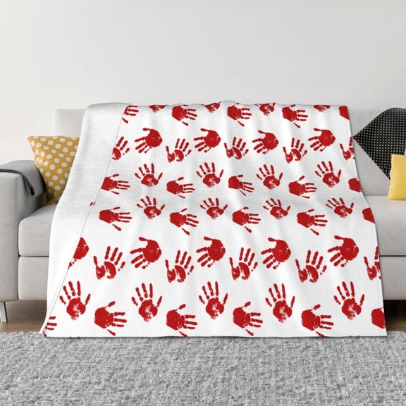 Rateoe Bloody Hand Pattern Flannel Throw Blanket, Ultra-soft Blanket for Bed, Couch, Car, Hypoallergenic Anti-pilling blanket-