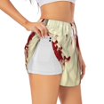 thumbnail image 1 of Rateoe Bloody Hand1 Printed 2 in 1 Women's Workout Shorts for Athletic Gym Running Shorts with Phone Pockets-Medium, 1 of 7