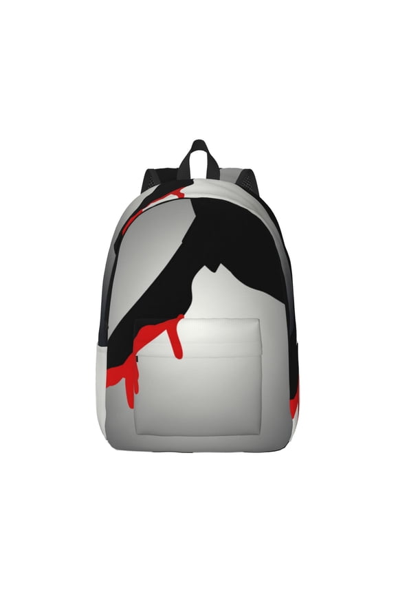 A Bloody Knife In His Hand Pattern Canvas College Laptop Backpack,Travel Daypack,Durable Rucksack Travel Notebook Bag School Backpack Book Bag for Men Women-Medium