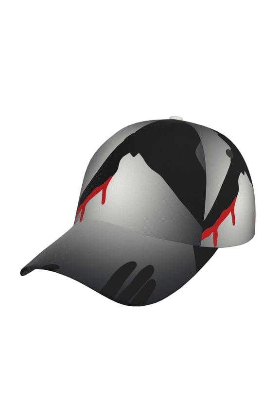 A Bloody Knife In His Hand Pattern Mens Baseball Cap  Adjustable Curved Brim Hat, Soft Cotton Sports Cap for Outdoor, Casual, and Everyday Wear, Comfortable & Breathable