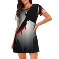 thumbnail image 1 of Rateoe A Bloody Knife In His Hand Print Women’s Nightdress – Cozy Cotton Short-sleeved Sleep Shirt, Loose-Fit Sleepwear, Perfect for Relaxing and Sleeping, 1 of 6