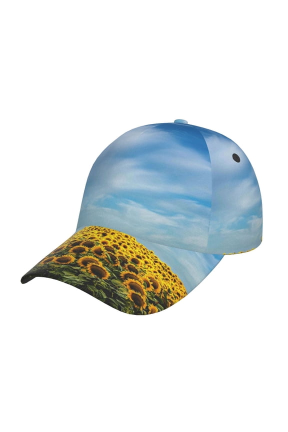 Blooming Sunflower Field Pattern Baseball Cap Outdoor Cap Mountain Dad Hat - Unstructured Soft Cotton Cap-Adjustable UV Protection Cap