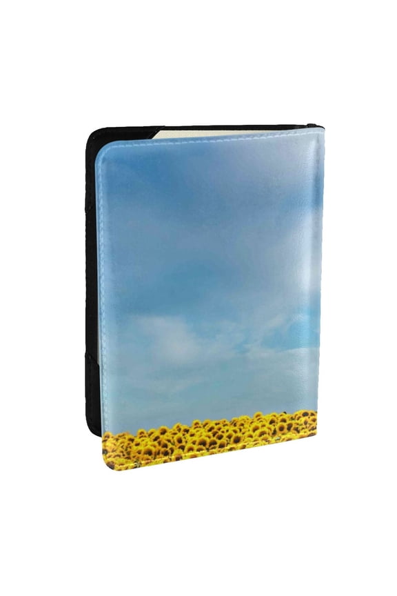 Blooming Sunflower Field Pattern Passport Holder Wallet Leather Mulit-purpose Travel Wallet Credit Cards Case ,Passport Cover for Women Men-6.5 in