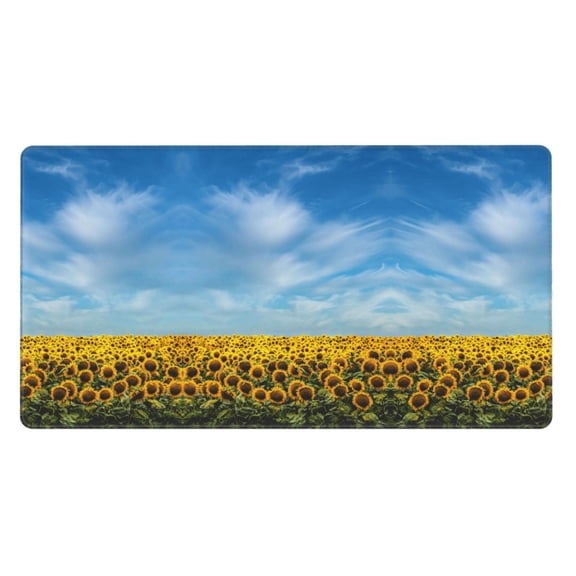 Rateoe Blooming Sunflower Field Print Mouse Pad - Extended Large Gaming Mousepad,Non-Slip Stitched Edge,16x29.5 Inch
