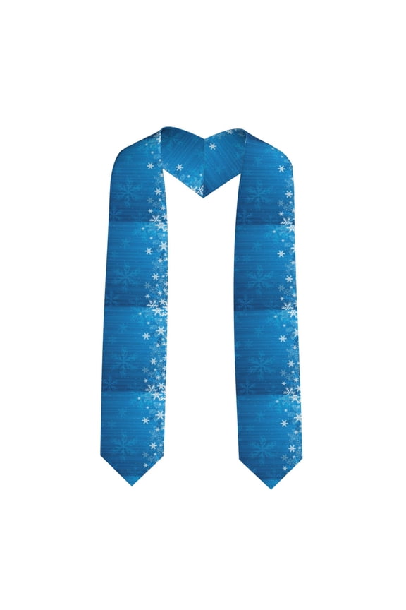 Blue Christmas Pattern Graduation Shawl Stole – Elegant Stole for Graduates ,Graduation Gown Accessory, Academic Stole-Sharp Corner