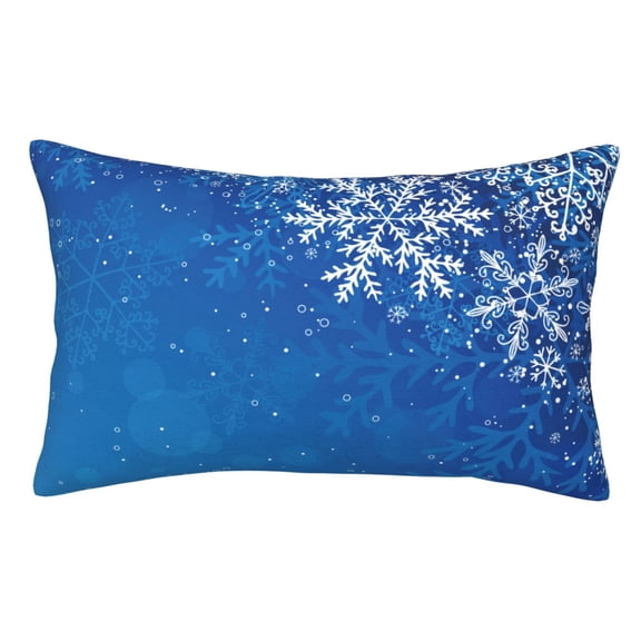 Rateoe Blue Christmas With Snowflakes Pattern Decorative Pillow Case,Throw Pillow Covers,Plush Pillow Cover,Soft Pillow Case,Velvet Pillow Case-16"x24"