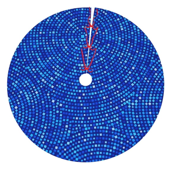 Rateoe Blue Circles Mosaic Print Christmas Tree Skirt 36" for Xmas Holiday New Year Party Circle Tree Mat Ornaments Decoration