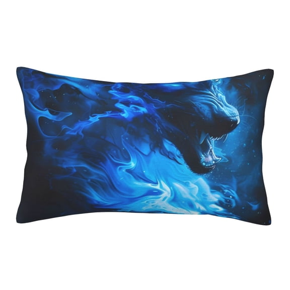 Rateoe Blue Fire Cool Wolf Pattern Pillow Covers with Invisible Zipper(Pillows are not Included) Standard Pillowcases-14"x20"