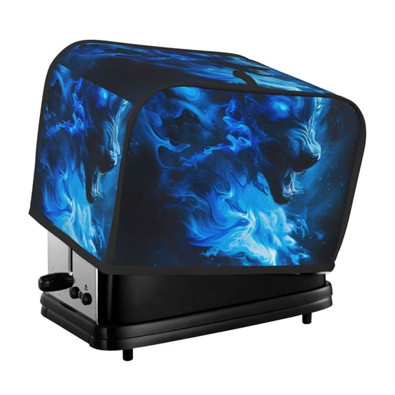 Rateoe Blue Fire Cool Wolf Pattern Toaster Covers 2 Slice Wide Slot,Bread Machine Cover,Bread Dust Cover & Fingerprint Protection,Appliance Covers