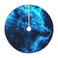 thumbnail image 1 of Rateoe Blue Fire Wolf Pattern Christmas Tree Skirt with Ties , Christmas Tree Decorations, Farmhouse Christmas Decor Xmas Holiday Decorations-30", 1 of 6