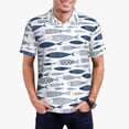 thumbnail image 1 of Rateoe Blue Fish Pattern Men's Short Sleeve Polo Shirts, Golf Polo Shirts Short Sleeve Performance Moisture Wicking Dry-Medium, 1 of 6