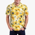 thumbnail image 1 of Rateoe Blue Floral Sunflower Pattern Men's Short Sleeve Polo Shirts, Golf Polo Shirts Short Sleeve Performance Moisture Wicking Dry-X-Large, 1 of 6