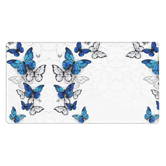 Rateoe Blue Flying Butterflies Print Mouse Pad - Extended Large Gaming Mousepad,Non-Slip Stitched Edge,16x29.5 Inch