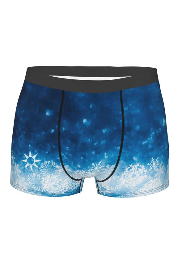 Blue Glitter Sparkles Mens Boxer Briefs Poly Spandex Performance Boxer Briefs Underwear Hem Boxer Briefs - Small
