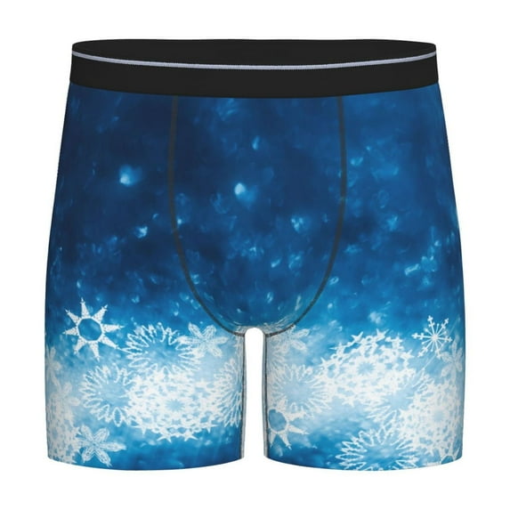 Rateoe Blue Glitter Sparkles Print Men’s Underwear Boxer Briefs Soft Comfortable Underwear Boxer Briefs, Long Leg Briefs,Anti-chafing Boxer Briefs