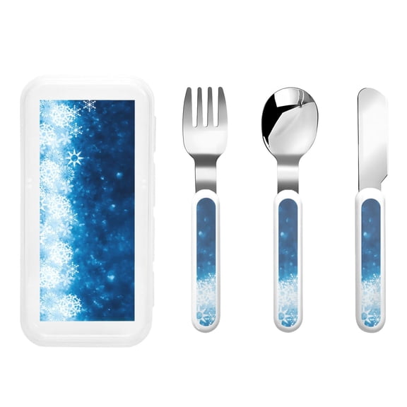 Rateoe Blue Glitter Sparkles for Stainless Steel Kids Silverware Set - Child and Toddler Safe Flatware - Children's Knife, Fork And Spoon Set