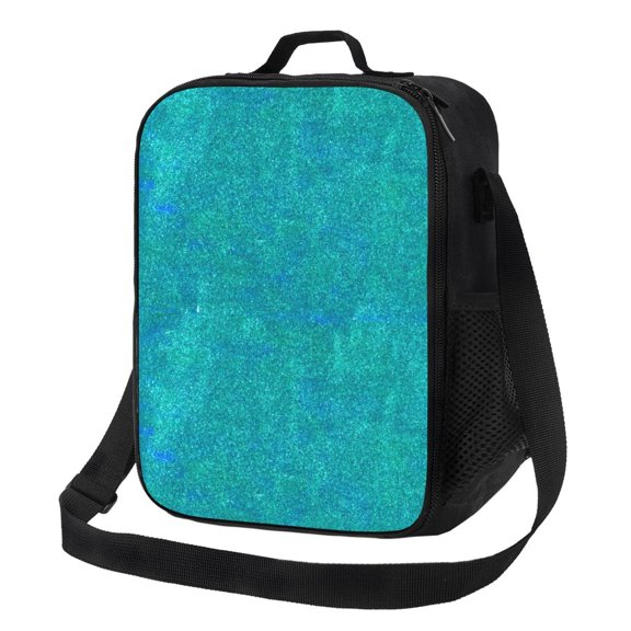 Rateoe Blue Green Glitter Lunch Bag Reusable Lunch Box with Shoulder Straps for Men Women Insulated Portable Lunchbox for adults Suitable for School Work Picnic