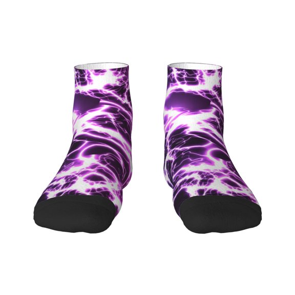 Rateoe Blue Lightning Pattern Quarter Crew Socks,Toe Seamed Ankle Socks,Cotton Cushioned Breathable Athletic Crew Sports Socks