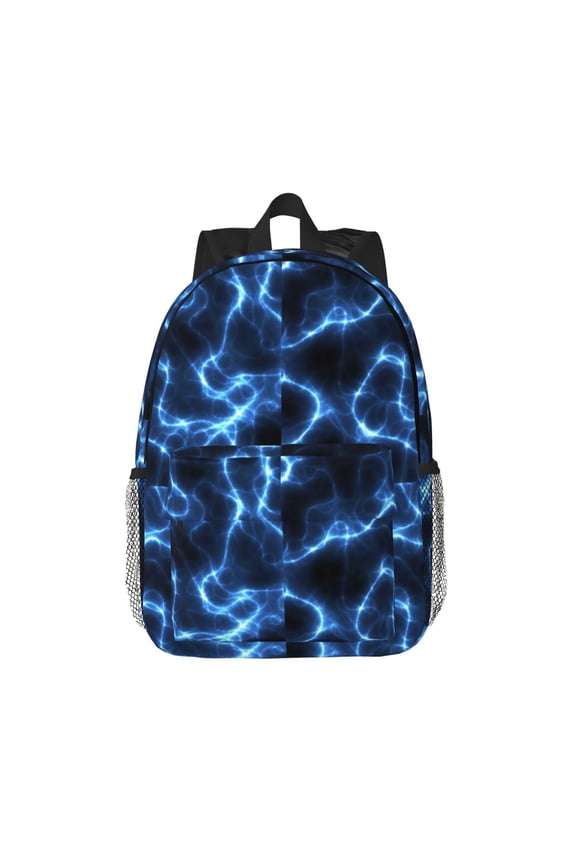 Blue Lightning Pattern Student Backpack Water-resistant Backpack 15-inch Laptop Backpack Lightweight Adjustable School Backpack