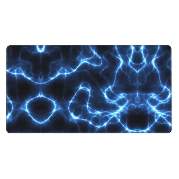 Rateoe Blue Lightning Print Mouse Pad - Extended Large Gaming Mousepad,Non-Slip Stitched Edge,16x29.5 Inch